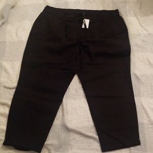 J. Crew black Linen-cotton drawstring pant